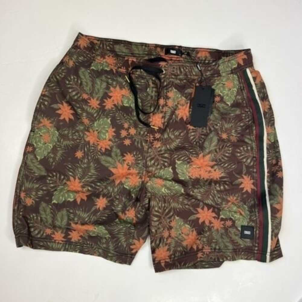 KITH Tilden Swim Trunks Black Floral Print KH7020-100 Size L